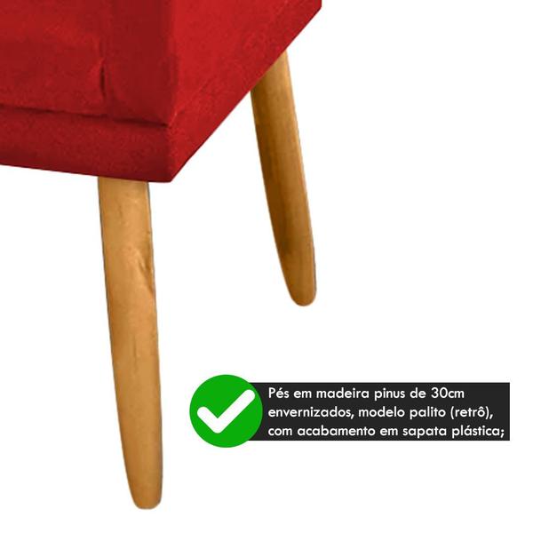 Imagem de Kit 2 Poltronas Decorativa Nina Suede Vermelho com Rodapé-Maitê Mada Casa