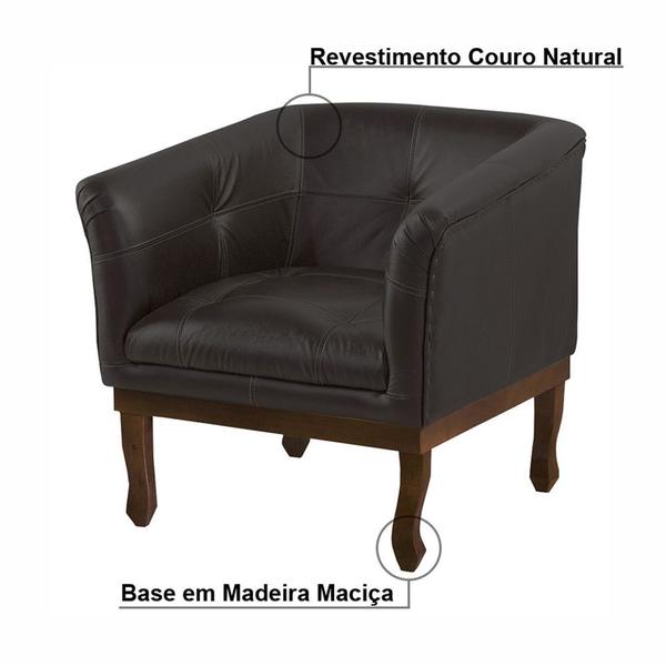 Imagem de Kit 2 Poltronas Decorativa Noah Couro Marrom Fosco - Gran Belo