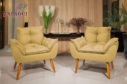 Imagem de Kit 2 Poltronas Decorativa Opala Pra Recepção Amarelo