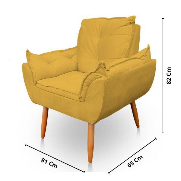 Imagem de Kit 2 Poltronas Decorativa Opala Sala de Estar Tecido Suede Amarelo Kimi Decor