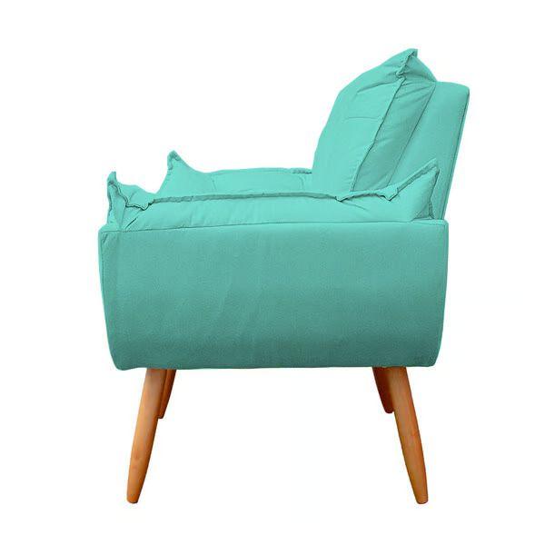 Imagem de Kit 2 Poltronas Decorativa Opala Sala de Estar Tecido Suede Azul Turquesa Kimi Decor