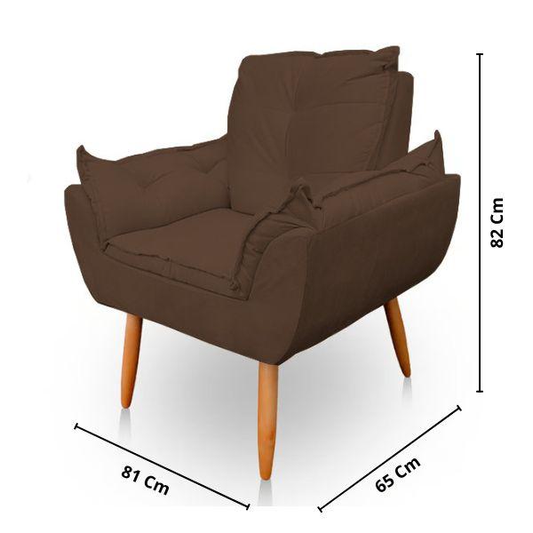 Imagem de Kit 2 Poltronas Decorativa Opala Sala de Estar Tecido Suede Marrom Kimi Decor