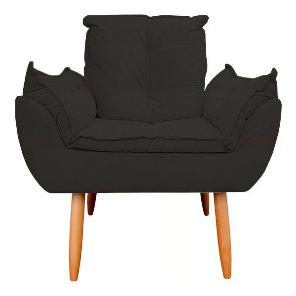 Imagem de Kit 2 Poltronas Decorativa Opala Sala de Estar Tecido Suede Preto Kimi Decor