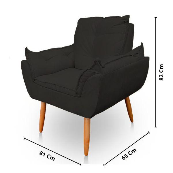 Imagem de Kit 2 Poltronas Decorativa Opala Sala de Estar Tecido Suede Preto Kimi Decor