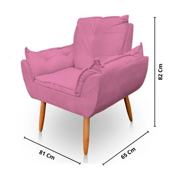 Imagem de Kit 2 Poltronas Decorativa Opala Sala de Estar Tecido Suede Rosa Kimi Decor