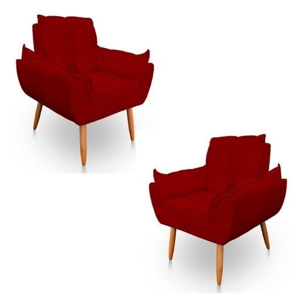 Imagem de Kit 2 Poltronas Decorativa Opala Sala de Estar Veludo Marsala Kimi Decor