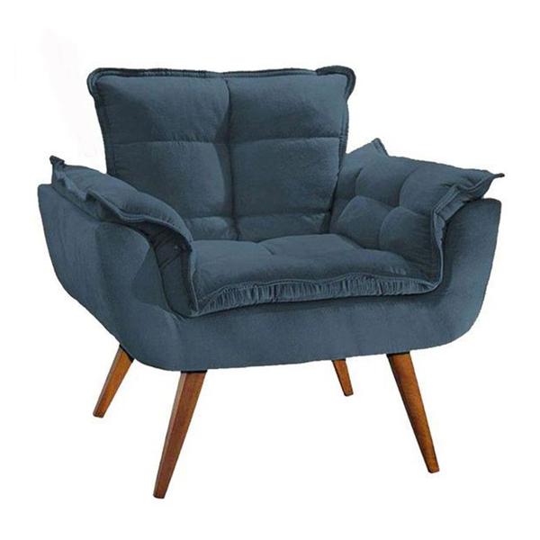 Imagem de Kit 2 Poltronas Decorativa Opalla Suede Azul Marinho- Twdecora 