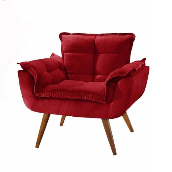 Imagem de Kit 2 Poltronas Decorativa Opalla Suede Vermelho - Twdecora 