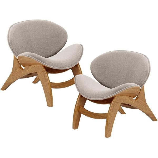 Imagem de Kit 2 Poltronas Decorativa Orgânica Sala Living Kadosh L02 Bouclê Creme - Lyam Decor