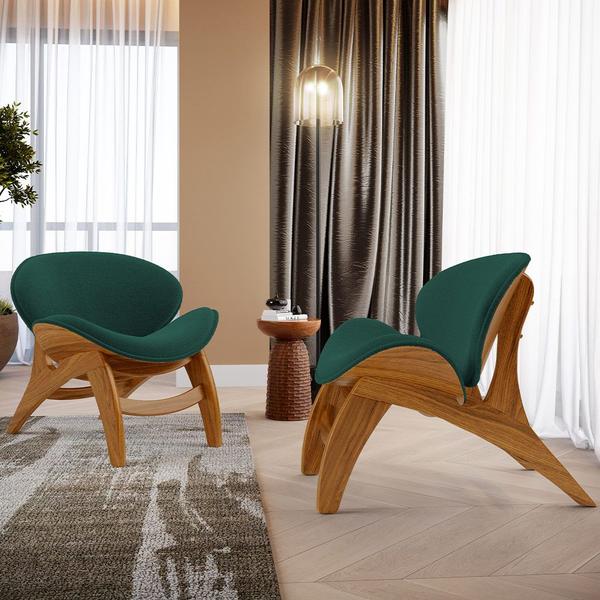 Imagem de Kit 2 Poltronas Decorativa Orgânica Sala Living Kadosh L02 Bouclê Verde - Lyam Decor