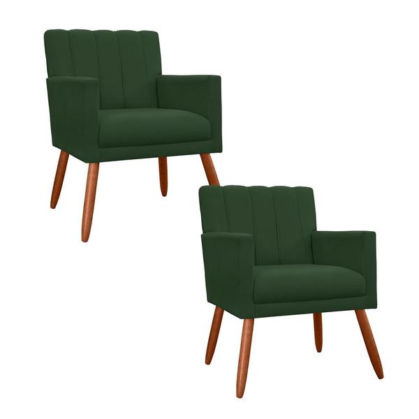 Imagem de Kit 2 Poltronas Decorativa P/ Recepção Cecília Suede Verde - DL DECOR