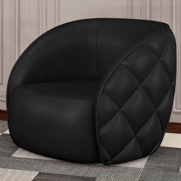 Imagem de Kit 2 Poltronas Decorativa para Sala 90cm Tressê Zion M22 Sintético Preto - Mpozenato