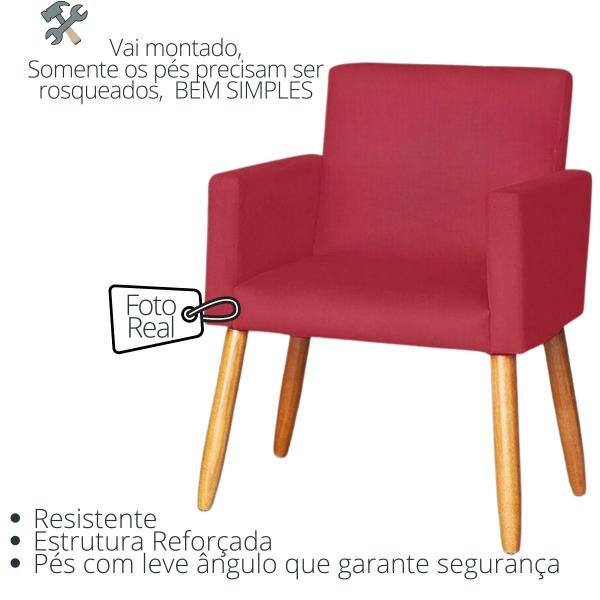 Imagem de Kit 2 Poltronas Decorativa para Sala Cadeira Estofada Resistente Escritório Recepção Sala de estar manicure Pés palito de madeira