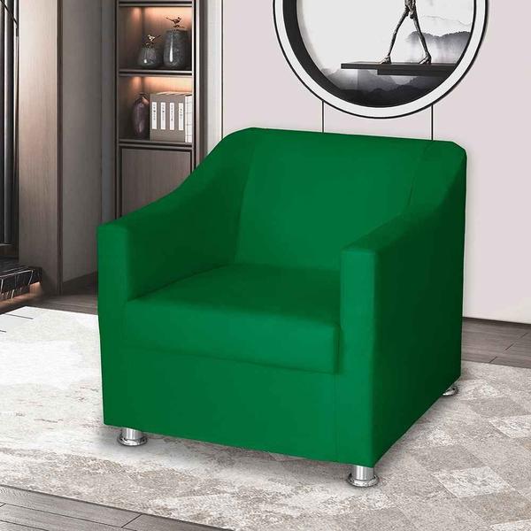 Imagem de Kit 2 Poltronas Decorativa para Sala de Estar Tilla 68cm e Puff Dado Verde - Mafer