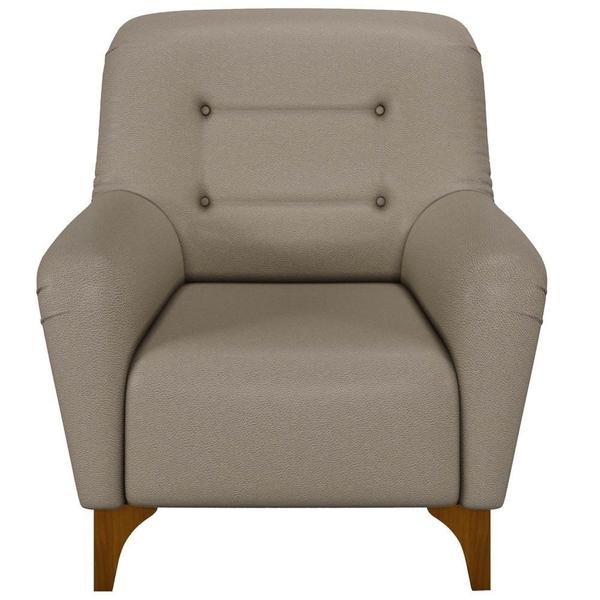 Imagem de Kit 2 Poltronas Decorativa para Sala Pés Madeira Lima M22 PU Bege - Mpozenato