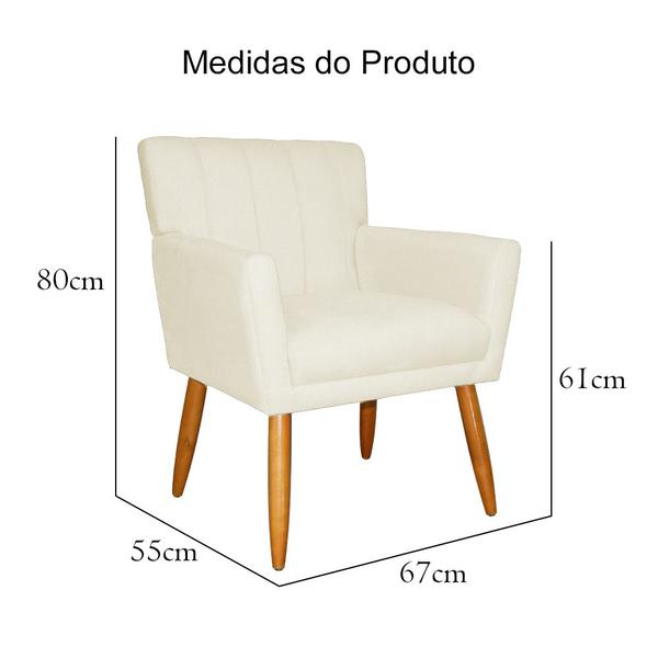 Imagem de Kit 2 Poltronas Decorativa Para Sala Recepção Cecília Suede Marfim - LM DECOR