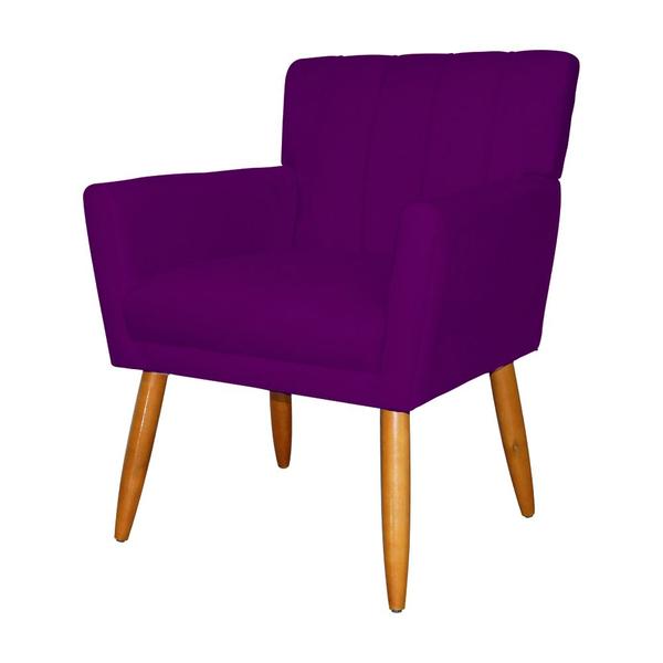 Imagem de Kit 2 Poltronas Decorativa Para Sala Recepção Cecília Veludo Roxo - LM DECOR