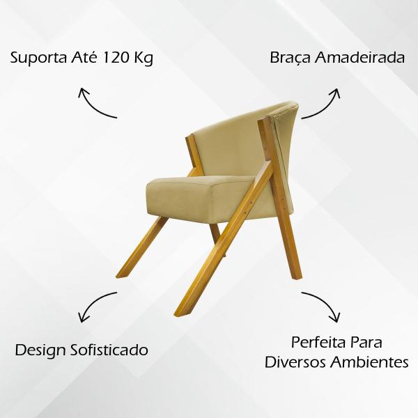 Imagem de Kit 2 Poltronas Decorativa Para Sala You Suede Cores Braça Amadeirada