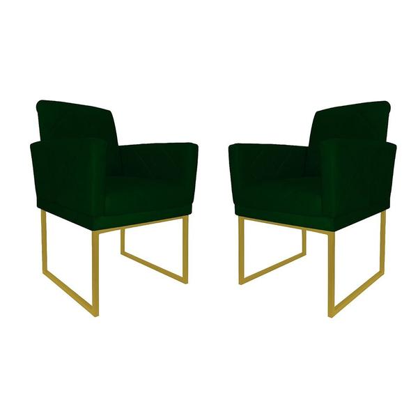 Imagem de Kit 2 Poltronas  Decorativa Pé Ferro Klara Suede Verde - Londrilar