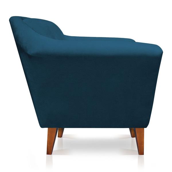 Imagem de Kit 2 Poltronas Decorativa Pérsia Suede Azul Marinho Pés Chanfrado Castanho - Pallazio