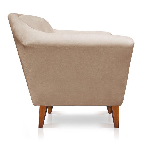 Imagem de Kit 2 Poltronas Decorativa Pérsia Suede Bege Pés Chanfrado Castanho - Pallazio