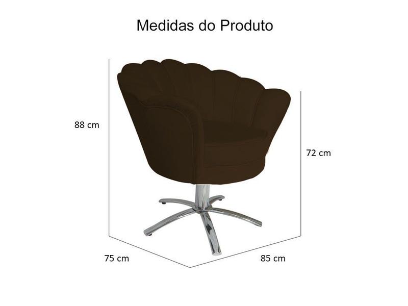 Imagem de Kit 2 Poltronas Decorativa Pétala Base Giratória Metal Couro Marrom Mz Decor