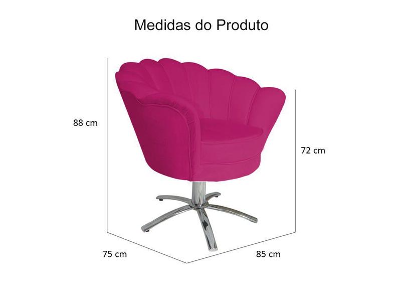 Imagem de Kit 2 Poltronas Decorativa Pétala Base Giratória Metal Couro Rosa Pink Ms Decor