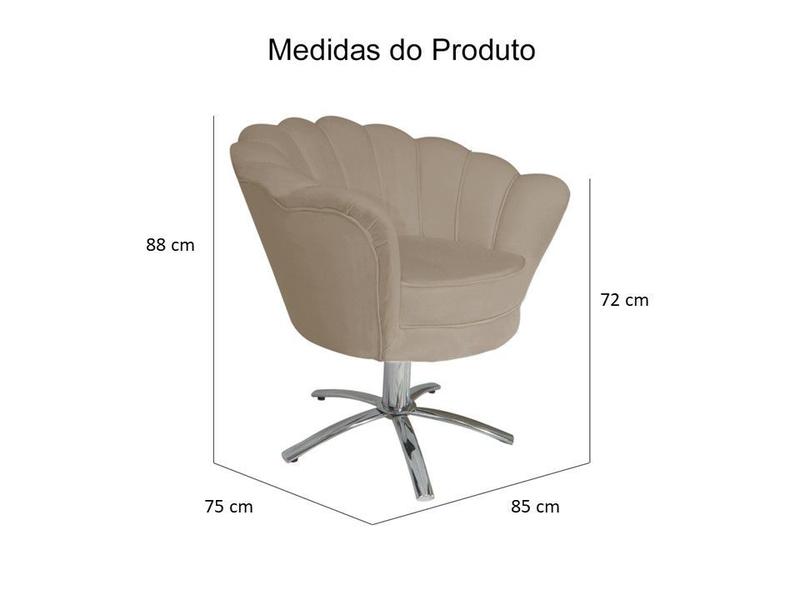 Imagem de Kit 2 Poltronas Decorativa Pétala Base Giratória Metal Suede Capuccino Ms Decor