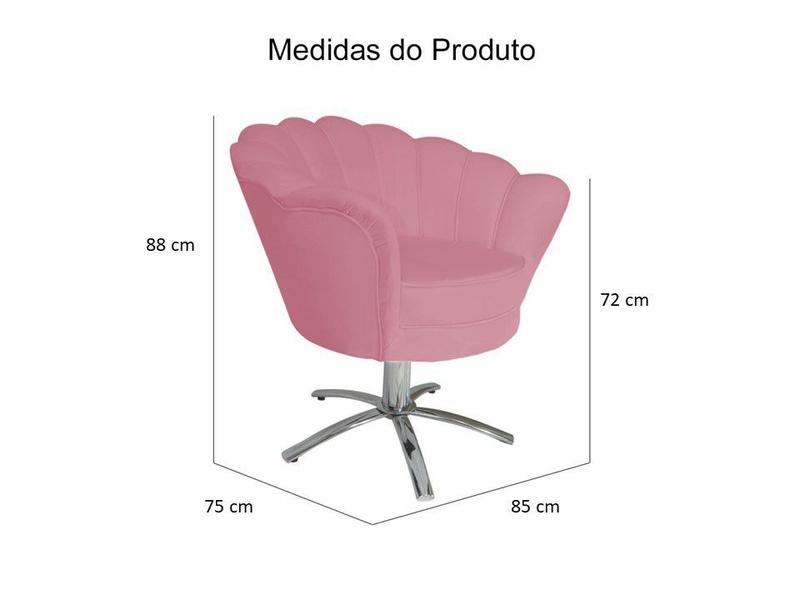 Imagem de Kit 2 Poltronas Decorativa Pétala Base Giratória Metal Suede Rosa Mz Decor