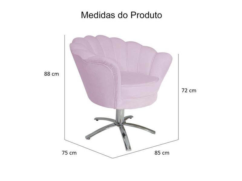 Imagem de Kit 2 Poltronas Decorativa Pétala Base Giratória Metal Suede Rosê Ms Decor