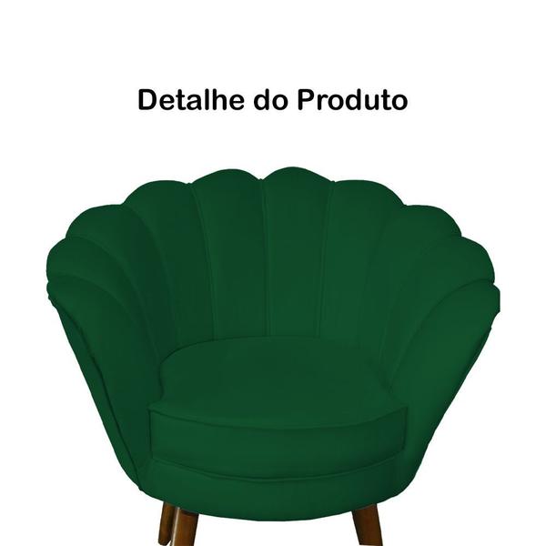 Imagem de Kit 2 Poltronas Decorativa Pétala Suede Verde Pés Madeira Mz Decor