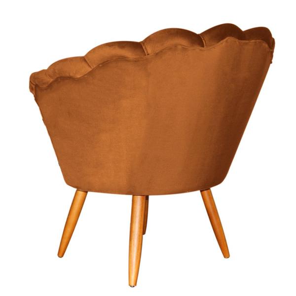 Imagem de Kit 2 Poltronas Decorativa Pétala Veludo Terracota Pés Madeira Ms Decor