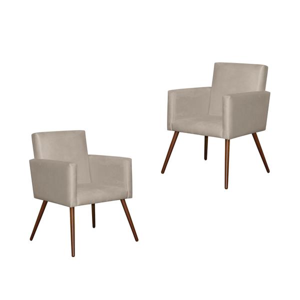 Imagem de Kit 2 Poltronas Decorativa Recepção Lari Suede Bege Nude