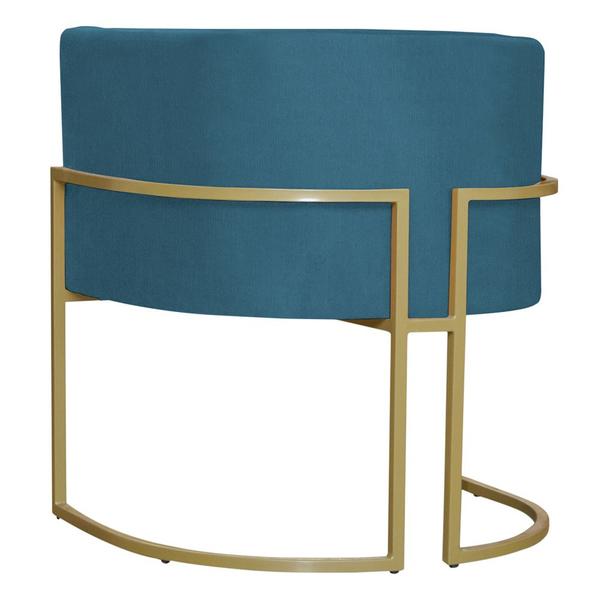 Imagem de Kit 2 Poltronas Decorativa Sala de Estar Luana Base Gold Suede Azul - Montanaris Decor