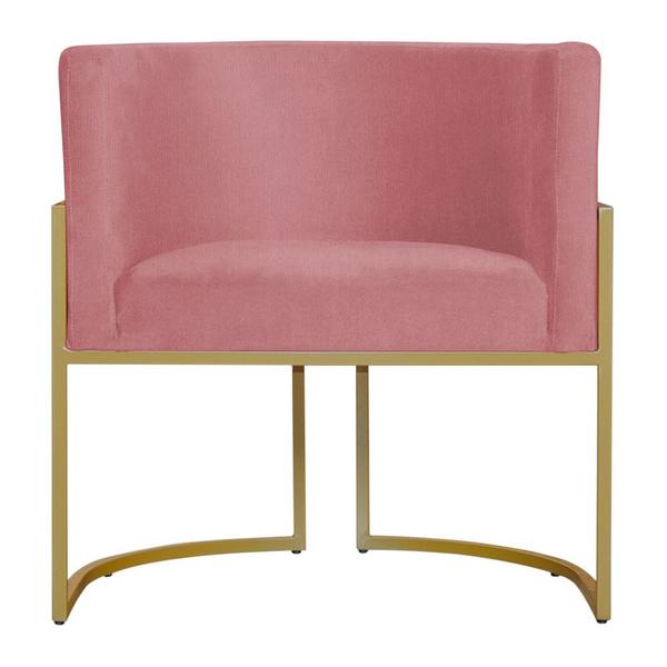 Imagem de Kit 2 Poltronas Decorativa Sala de Estar Luana Base Gold Suede Rosa - Montanaris Decor