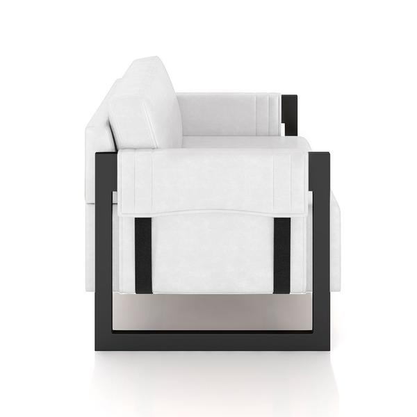 Imagem de Kit 2 Poltronas Decorativa Sala de Estar Moria Base em Ferro Pu Preto/Branco G33 - Gran Belo