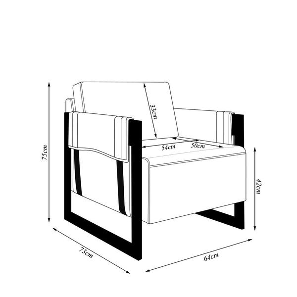 Imagem de Kit 2 Poltronas Decorativa Sala de Estar Moria Base em Ferro Pu Preto/Branco G33 - Gran Belo