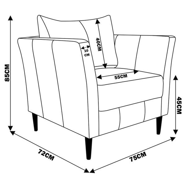 Imagem de Kit 2 Poltronas Decorativa Sala de Estar Pés Palito Lubbock Couro Bege G58 - Gran Belo