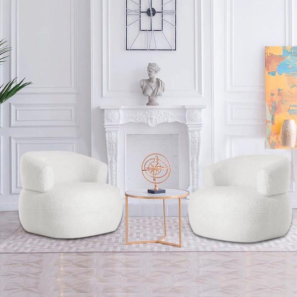 Imagem de Kit 2 Poltronas Decorativa Sala de Estar Recepção Suiça Bouclé - ADJ Decor