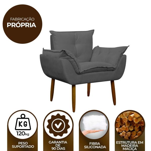 Imagem de Kit 2 Poltronas Decorativa Sala e Quarto Opala Suede Herrero