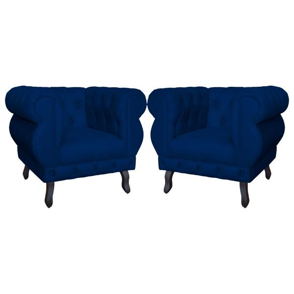 Imagem de Kit 2 Poltronas Decorativa Sala Recepção Maya Suede Azul Marinho LM DECOR