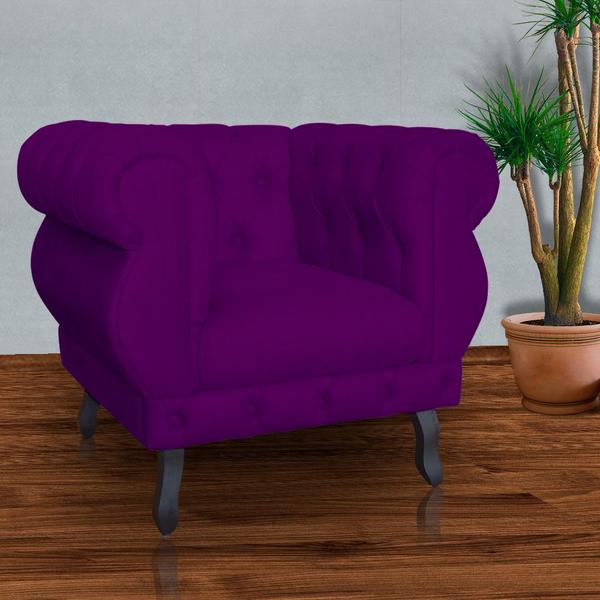 Imagem de Kit 2 Poltronas Decorativa Sala Recepção Maya Suede Roxo LM DECOR