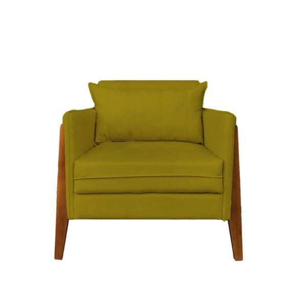 Imagem de Kit 2 Poltronas Decorativa Sophia Suede Amarelo Pés Madeira Mz Decor