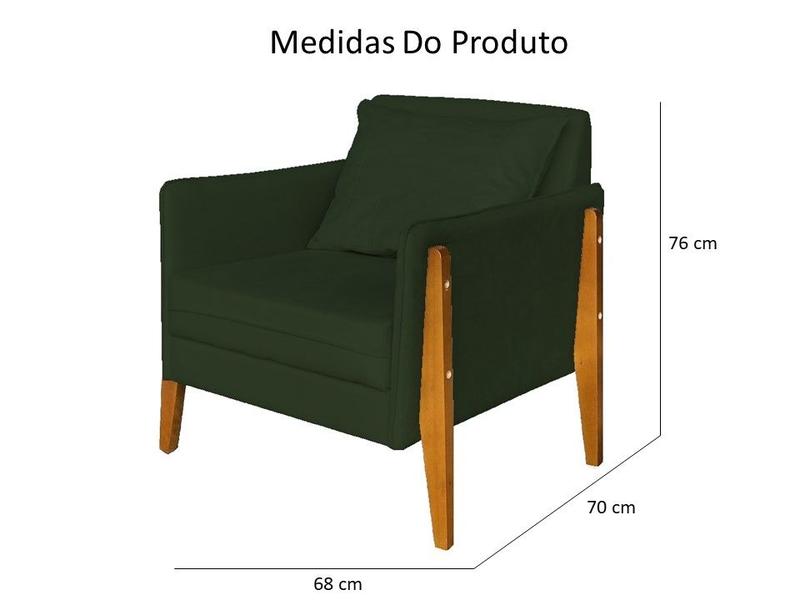 Imagem de Kit 2 Poltronas Decorativa Sophia Suede Verde Pés Madeira Mz Decor