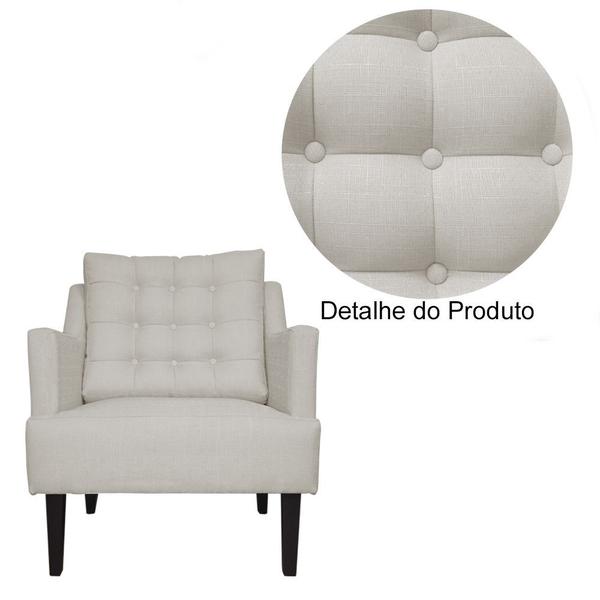 Imagem de Kit 2 Poltronas Decorativa Stefanie Couro Bege Pés Madeira Ms Decor