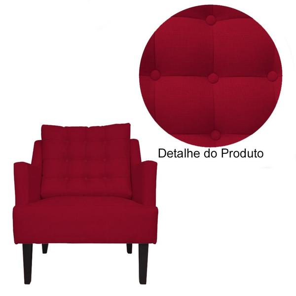 Imagem de Kit 2 Poltronas Decorativa Stefanie Couro Vermelho Pés Madeira Mz Decor