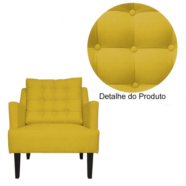 Imagem de Kit 2 Poltronas Decorativa Stefanie Suede Amarelo Pés Madeira Mz Decor