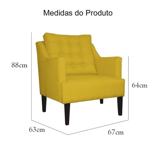 Imagem de Kit 2 Poltronas Decorativa Stefanie Suede Amarelo Pés Madeira Mz Decor