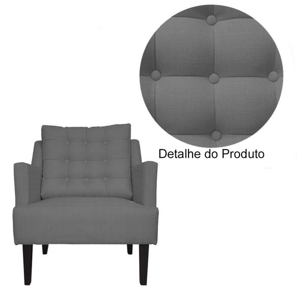 Imagem de Kit 2 Poltronas Decorativa Stefanie Suede Cinza Pés Madeira Ms Decor