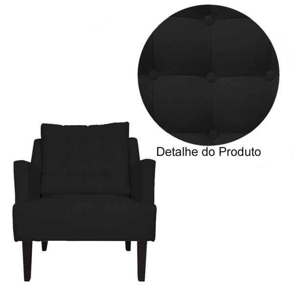 Imagem de Kit 2 Poltronas Decorativa Stefanie Suede Preto Pés Madeira Ms Decor